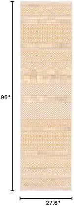 SAFAVIEH Washable Rug Outdoor Courtyard Collection - 2'3" x 8' Runner, Beige & Gold, Non-Shedding & Easy Cleaning, Ideal for Patio, Entryway, Mudroom, Hallway, Kitchen (CY8196-56012) - Image 6