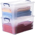 Superio 36 Quart Clear Plastic Storage Boxes with Lids, Stackable Organizer Containers, BPA-Free Storage Bins for Home, Office, School & Dorm, 2 Pack by Superio
