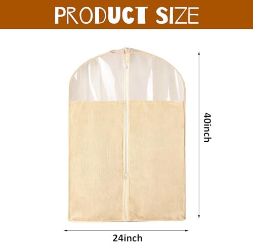 4 Pack 24 x 40 Inches Cotton Garment Bags for Hanging Clothes - Image 2