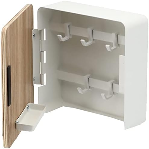 YAMAZAKI Home Rin Square Magnetic Key Cabinet - Wood Accented Keychain Organizer - Steel + Wood - Image 5