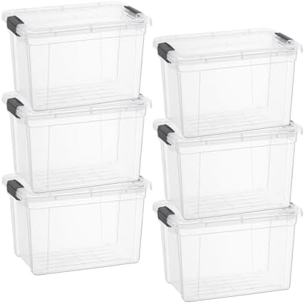 Superio 4.75 Quart Clear Plastic Storage Boxes with Lids, Stackable Organizer Containers, BPA-Free Storage Bins for Home, Office, School & Dorm, 6 Pack by Superio