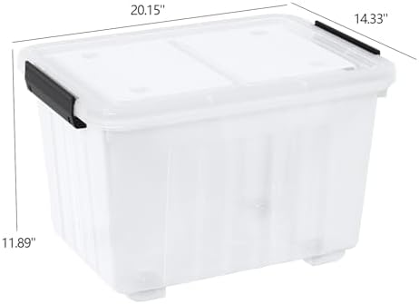 50 Quarts Plastic Storage Boxes, Large Clear Bins with Lids and Wheels Set of 4 - Image 4