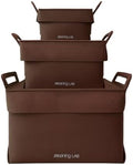 meaningLAB 3 Assorted Sizes Collapsible Felt Storage Box - 2in1 Function with Lid - Versatile Felt Storage Bins for Closet, Cube Organizer, Makeup & Basket (Brown) by meaning-LAB