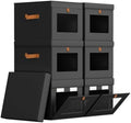 Homsorout Storage Bins with Lid – Closet Organizer with Side Opening and Clear Window, Foldable Stackable Fabric Basket for Clothes, Home, Office - 13.77" x 11.8" x 9.8", 6 Pack, Black by Homsorout