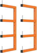 2-Pack Lumber Storage Rack, Wood Storage Racks Wall Mount, Heavy Duty Garage Wood Organizer With 4-Level System, Orange Utility Rack Organization Up 800 Lbs, Metal Lumber Shelf for Indoor and Outdoor by Riciakik