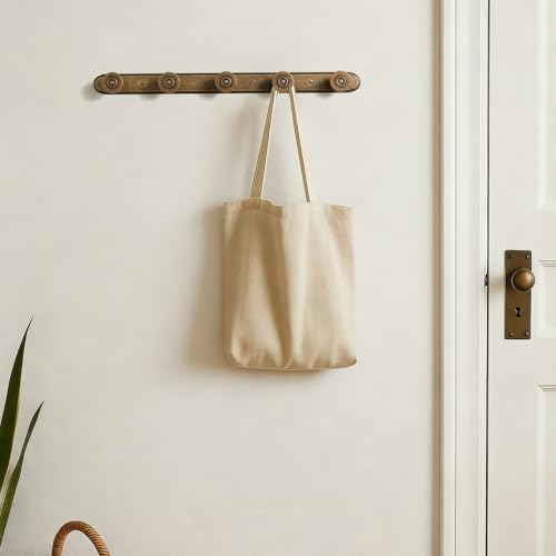 Coat Rack Wall Mounted, Antique Brass Zinc Alloy with 5 Hooks - Image 4
