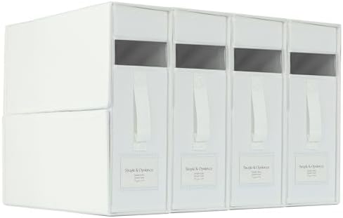 Simple&Opulence 4 Pack Bed Sheet Organizers and Storage, Linen Closet Organizers, Sheets Set Folder Storages with Window and Label (Queen/King Size) Organizing Bedding Container, White by SimpleOpulence