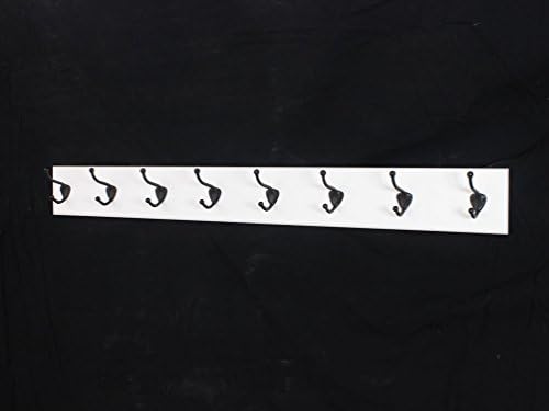 PegandRail White Wall Mounted Coat Rack with Bronze Hooks 4.5" Ultra Wide (41" x 4.5" with 8 Hooks) by PEG+AND+RAIL