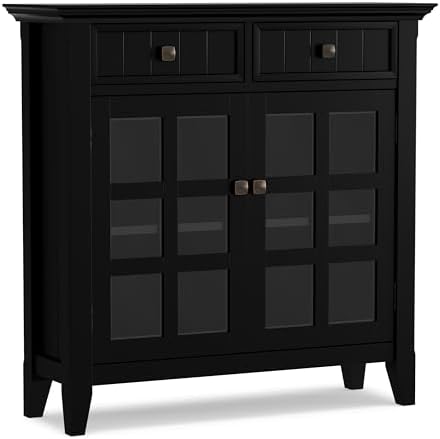 SIMPLIHOME Acadian 2-Seater Storage Bench and Cabinet Set in Black - Image 6