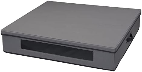 Household Essentials Wreath Storage Container Box with Handles, Sturdy Fabric‑Covered Sides for 30‑Inch Wreath, Gray with Charcoal Trim by HouseholdEssentials