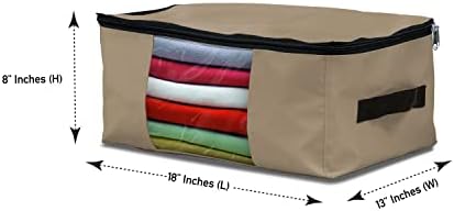 Covers & All Storage Bags, 90 litres Large size Space Saver bags Heavy Duty Storage Organizer Multipurpose, 12 Oz Waterproof UV-Resistant & Tear-Proof (Pack of 3, Beige) - Image 2