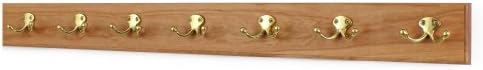 Cherry Coat Rack with Solid Brass Double Style Hooks (Cherry, 36" x 3.5 with 7 hooks) by PEG+AND+RAIL