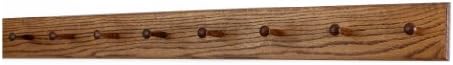 Solid Oak Xtra-Wide Shaker Peg Rack -Made in The USA - Chestnut Stain 46 x 4.5 Inch Xtra Wide with 8 Pegs by PEG+AND+RAIL
