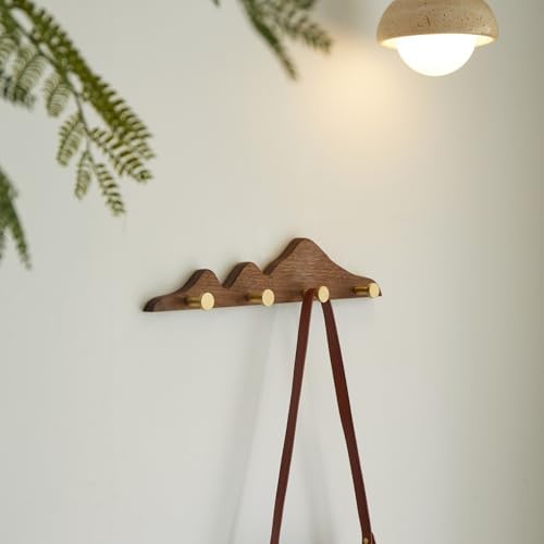Wall Coat Rack, Walnut Wood, 4 Hooks - Image 4