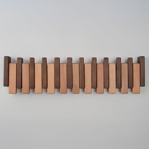 Beech Piano Key Coat Rack with 10 Flip Hooks by TexasBestGift