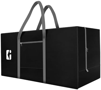 Kuber Industries Durable (2 Compartments) Storage Bags For Clothes Large With Zip | Packers & Movers Under Bed Storage Organizer Box for Clothes, Blanket & Toys | Grey & Black by Kuber+Industries