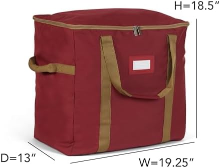 Covermates Adjustable Ornament Storage Bag, 19.25" W x 13" D x 18.5" H, Red - Image 3