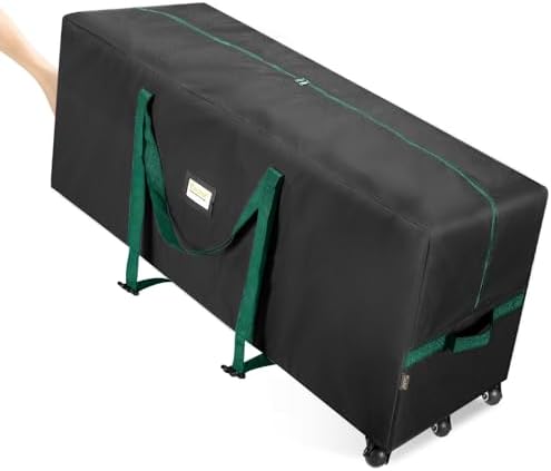 BALEINE 9 ft Rolling Christmas Tree Storage Bag, 3 Swivel Wheels for Easy Moving, Heavy Duty 600D Oxford Fabric Extra Large Artificial Christmas Tree Bag with Reinforced Carry Handles (Black) by BALEINE