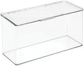 mDesign Plastic Stackable Playroom/Gaming Storage Organizer Bin Box with Hinged Lid for Drawer or Cabinet - Organize Electronics, Crayons, Games, Blocks, Toys, Lumiere Collection - 2 Pack - Clear by mDesign
