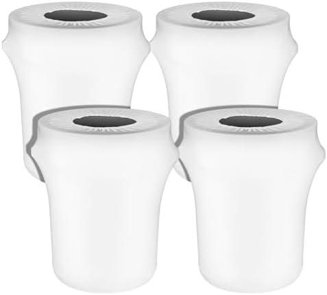Tanlade 4 Pcs 32 Gallon Stretch Spandex Trash Can Covers Round, White by Tanlade