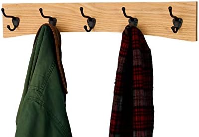 Oak Curved Back Wall Mounted Coat Rack - Bronze Hooks - Made in The USA (Natural, 52" x 4.5" - 10 Hooks) - Image 3