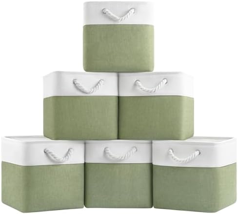 Patvingot 11-Inch Fabric Cube Storage Bins with Handles,6 Pack,Foldable by Patvingot
