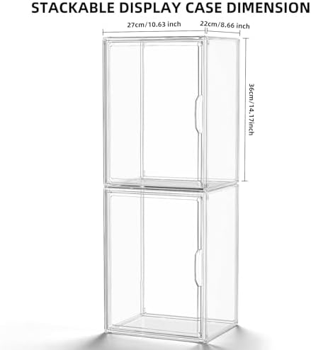 Clear Acrylic Display Case, Stackable Plastic Storage Bins with Lids, Large Display Box with Magnetic Lid Clear Storage Container Dustproof Showcase for Collectibles, Figures, 5 Pack - Image 5
