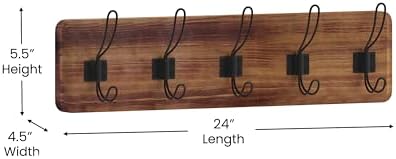 EMMA + OLIVER Brown Rustic Wall Hanging Storage Rack - Image 4