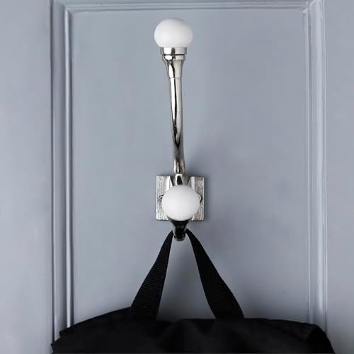 Indian Shelf 6 Piece White Double Wall Hooks for Bags Coats & Towels - Image 5