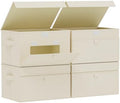 Foldable Storage Bins with Cloth Handle,13x9.1x7.9in,Beige,4 Pack by Unknown
