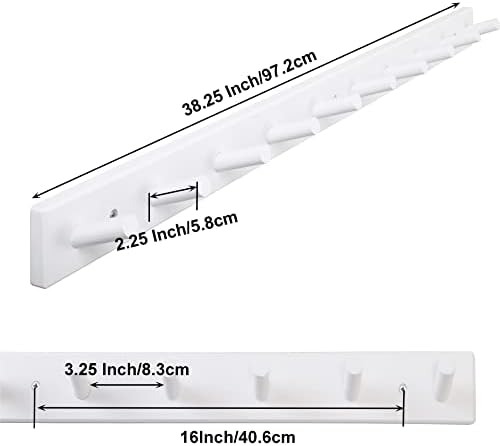 SKOLOO Wall Mounted Coat Rack 38", 10 Hooks, Bamboo, Shaker Style, White - Image 5