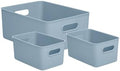 Superio Ribbed Collection - Decorative Plastic Basket Open Home Storage Bins Organizer, Blue (Set of 3) 1 Large, 2 Medium - Container Boxes for Organizing Closet Storage Bins for Shelves Drawer Shelf by Superio