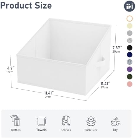 DIMJ Closet Storage Bins 12 Pack - Fabric Storage Baskets for Shelves, Collapsible Clothes Organizer with Handles, Trapezoid Shelf Organization Storage Cubes for Purse, Toys, Books, Towel, Clothes - Image 4
