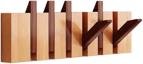 Paint Wood Wall Mounted Coat RackHooks Piano Key Hangers Natural Solid Wood Hanger Non-Woven Fabric Clothes Hangers for Closet, Kitchen, Bedroom, Bathroom, Entryway（Walnut-Beech 6 Hooks） by MurphyBedKitMattresFrame