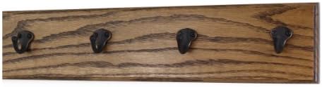 Oak Wall Mounted Coat Rack with Aged Bronze Singular Style Hooks 4.5" Ultra Wide (Walnut, 20" x 4.5" with 4 Hooks) - Image 2