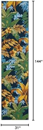 Unique Loom Outdoor Botanical Collection Area Rug - Calypso (2' 7" x 12' Runner Multi/Light Blue) - Image 2