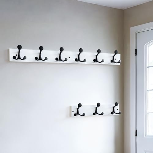 SKOLOO 36-Inch White Wood Coat Rack Wall Mount with 6 Triple Hooks - Ideal for Family Entrances, Classrooms, and Pet Supplies Storage - Perfect Coat Hooks for Wall - Image 3