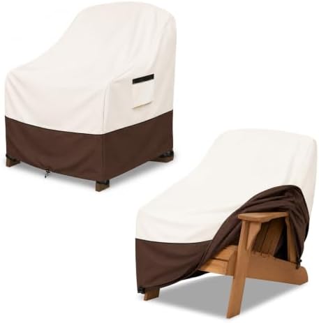 Adirondack Chair Covers 2 Pack,Waterproof Heavy Duty Patio Furniture Cover for Outdoor Chair Size 32 W x 35 D x 36 H inches,Beige & Brown by Osileyo