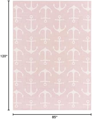 Unique Loom Outdoor Coastal Collection Area Rug - Ahoy (7' 1" x 10' Rectangle, Pink/ Ivory) - Image 2