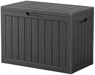 Vixzen 45 Gallon Deck Boxes Outdoor Waterproof, Lockable Outdoor Storage Box for Patio Cushions Storage Furniture, Garden Tools, Pool Supplies, Weatherproof and UV Resistant (Black, 45 Gallon) by Vixzen