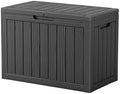Vixzen 46 Gallon Outdoor Deck Box, Lockable Outdoor Storage Box for Patio Furniture, Garden Tool and Pool Supplies, Weatherproof and UV Resistant (Black, 46 Gallon) by Vixzen