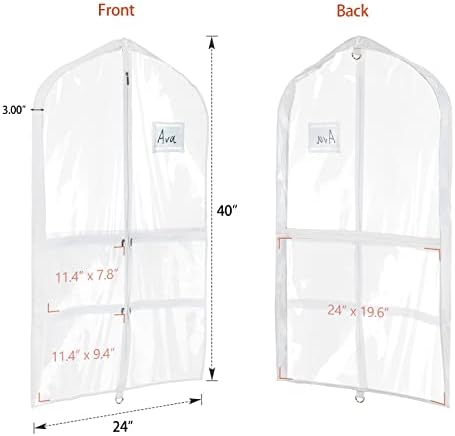 Univivi 40 Inch Dance Costume Garment Bags for Dancers, Clear, 6 Pack - Image 2