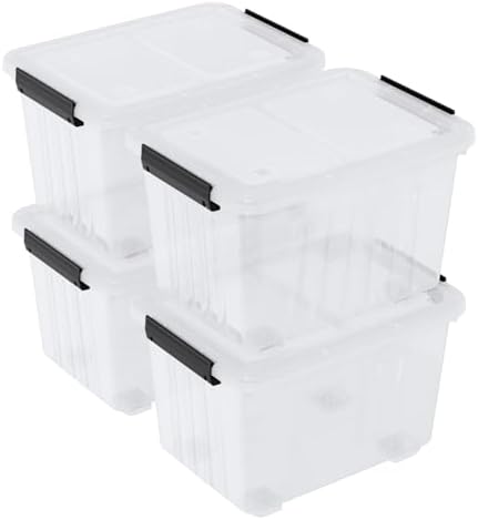 50 L Latching Storage Bins with Wheels, 4 Pack by Waikhomes