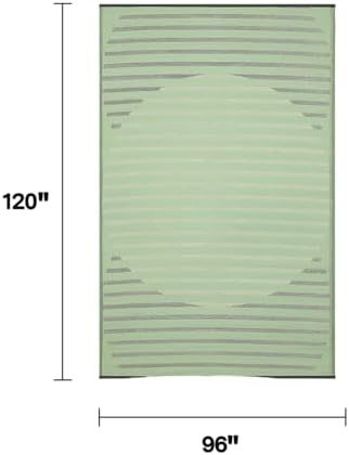 Fab Habitat Striped Outdoor Rug - Waterproof, Fade Resistant, Crease-Free, Reversible - Premium Recycled Plastic - Patio Porch Balcony Deck - Kyoto - Green - 8 x 10 ft - Image 2