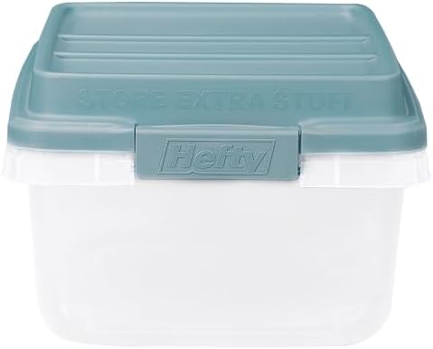 Hefty Hi-Rise Storage Bin with Lid, 18 Quart, Smoke Blue, 8 Pack - Image 7