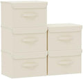 Cloth Storage Baskets with Handles,Beige 10.2x7.9x6.7in,5 Pack by Unknown