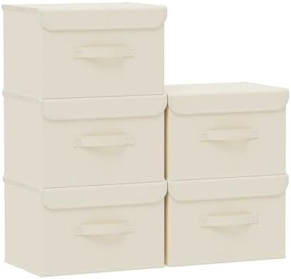 Cloth Storage Baskets with Handles,Beige 10.2x7.9x6.7in,5 Pack by Unknown