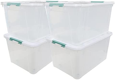 85 Qt Clear Plastic Storage Bins with Latching Lids, 4-Pack by Uumitty