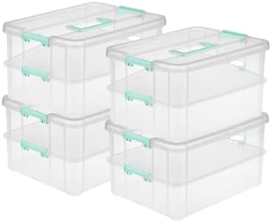 Sterilite Stack & Carry 2-Layer Handle Storage Box with Lids, 4-Pack by Sterilite