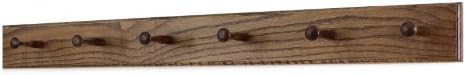 Solid Oak Shaker Peg Rack Made in The USA - Walnut Stain 35 x 3.5 Inches with 6 Pegs by PEG+AND+RAIL